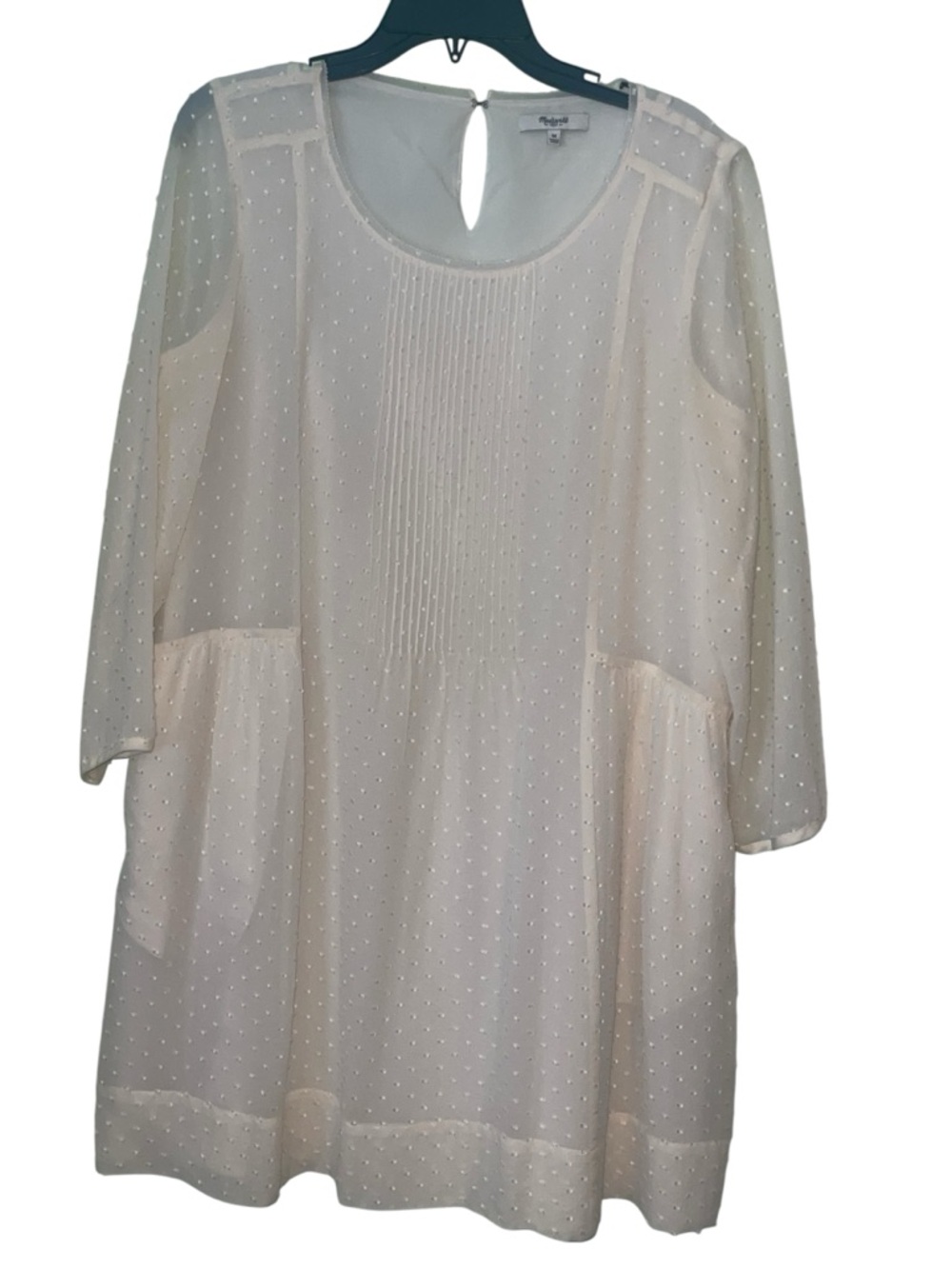 Madewell Ivory Etude Silk Swiss Dot mini shift dress. Size medium GUC - Picture 3 of 9